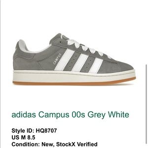 Never wor adidas campus 00s Grey/White Verified from StockX men’s 8.5 with box